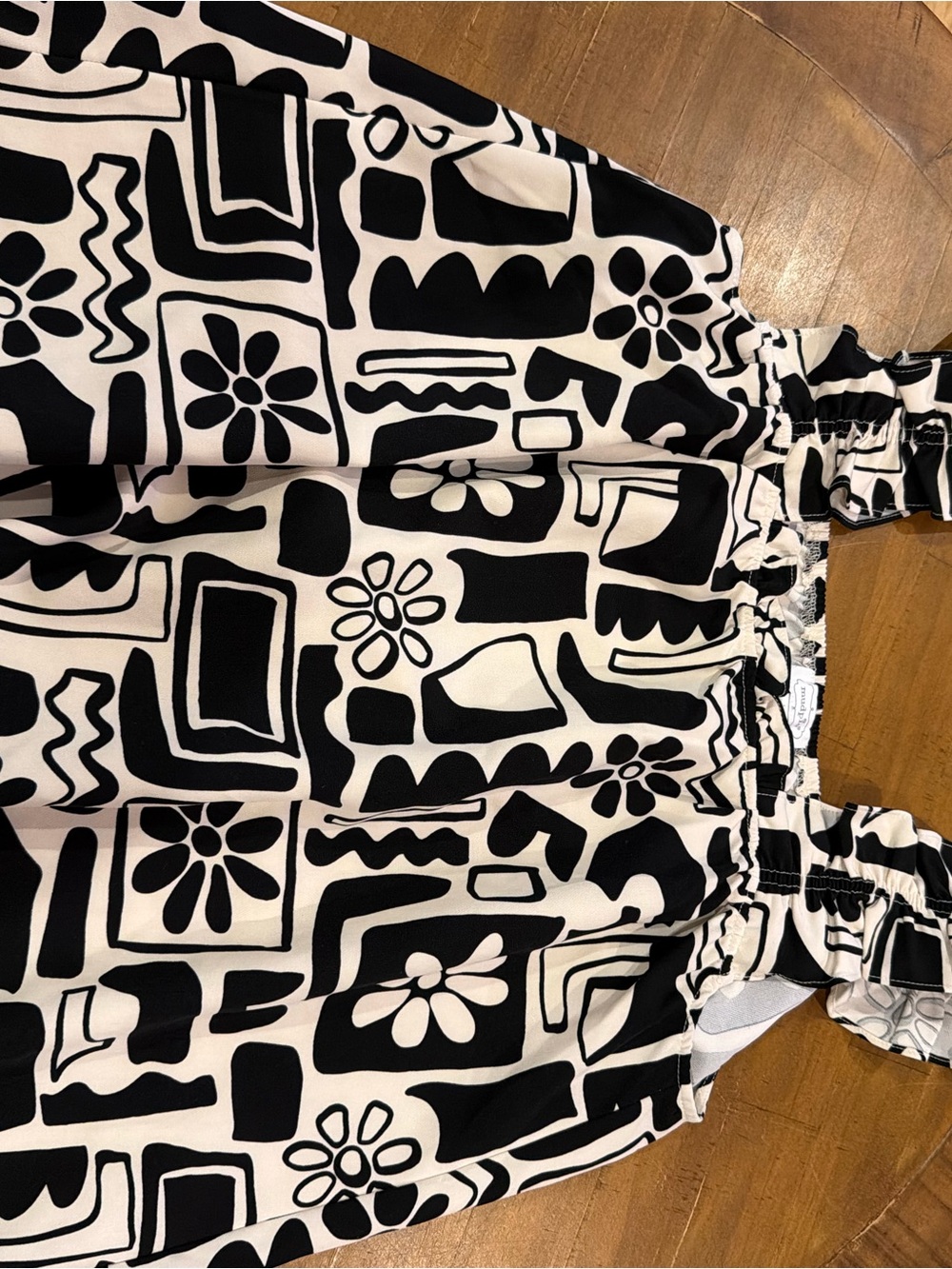 Mudpie Black and White Geometric Floral tank top